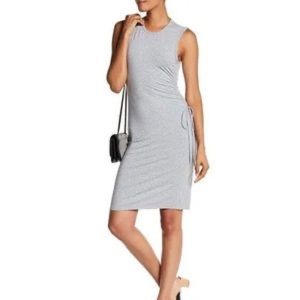 Theory Gray Rimaeya Side Tie Ruched Tank Dress S